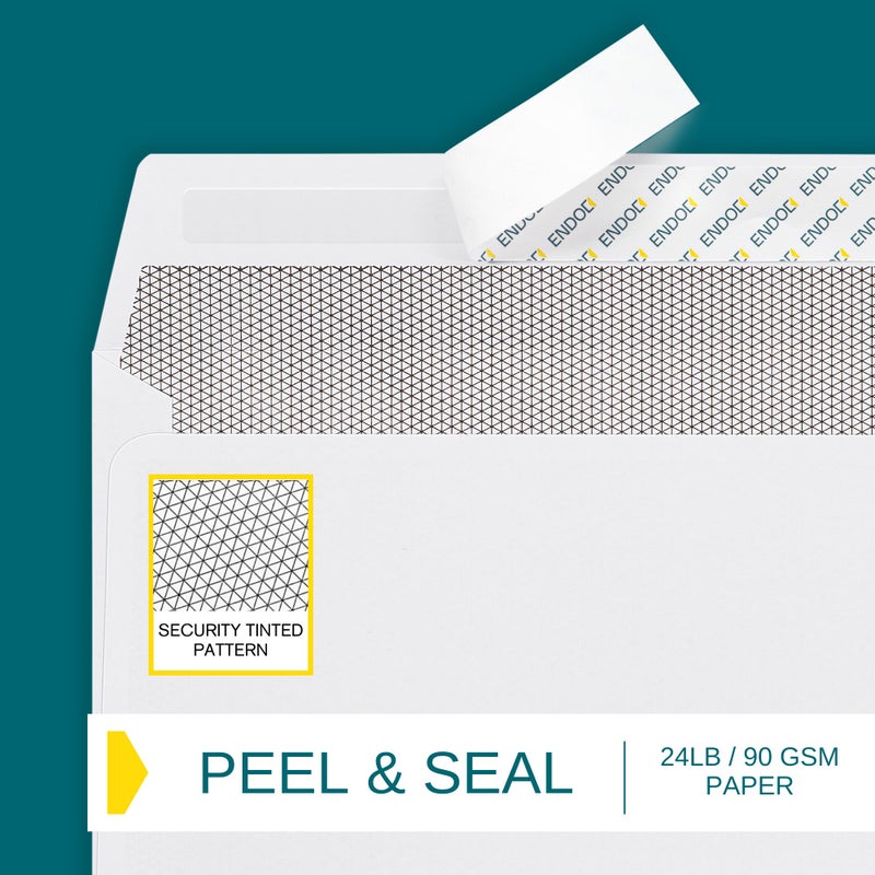 EnDoc #9 Envelopes Self Seal - 100 Pack - Security Tinted 3 7/8" x 8 7/8" Business Envelopes Peel & Seal - Mailing Envelopes Letter Size - Legal Envelopes for Invoices, Statements - 24lb Plain Envelopes - Image 4